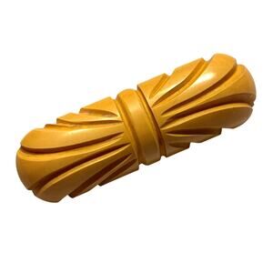 Vintage carved Bakelite brooch creamed corn color bar pin oblong oval 1940's